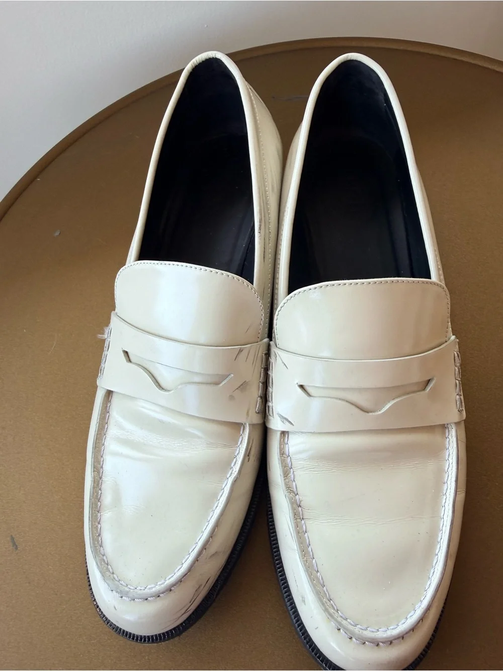 ME+EM Ivory Leather Penny Loafers